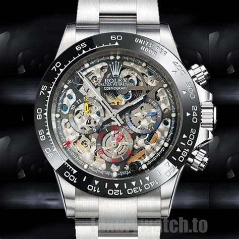 rolex daytona skeleton watch.